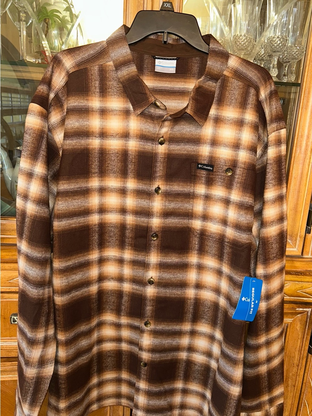 Columbia Brown & Tan Plaid Long-Sleeve Button-Down Shirt